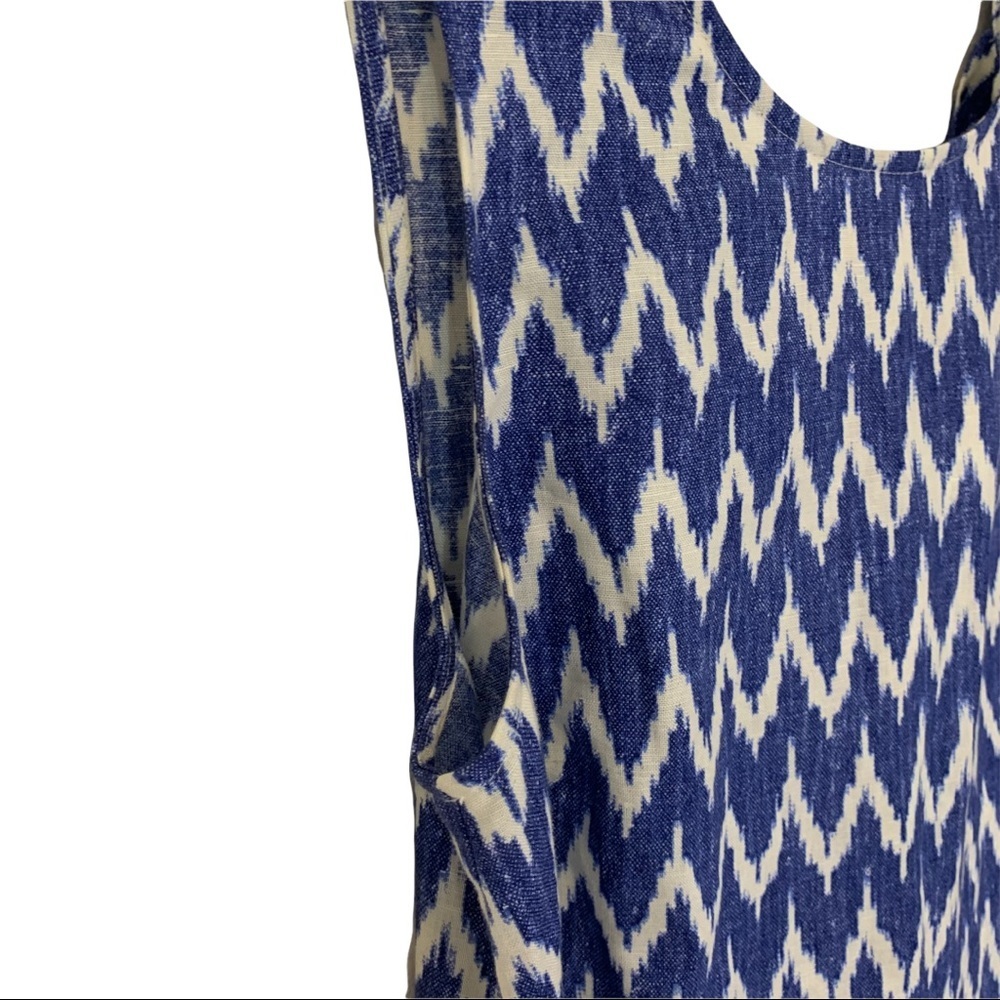 J Crew Factory Dress Back Bow Sleeveless Blue White Chevron XS - Picture 4 of 13
